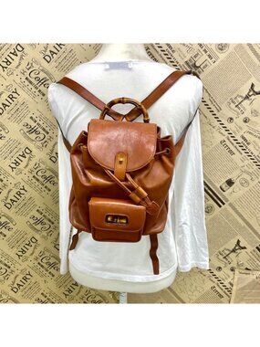 Gucci Backpack Bamboo Leather Brown